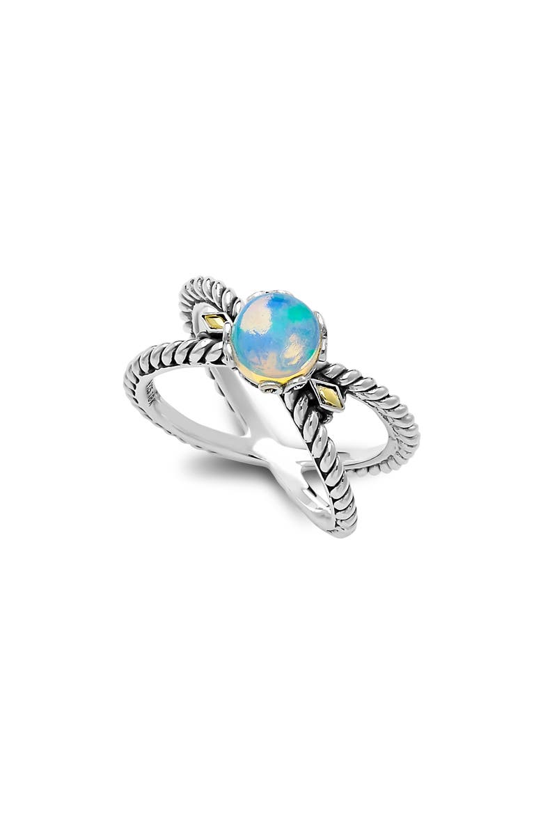 Two-Tone X Crossover Band Ring, Main, color, OPAL
