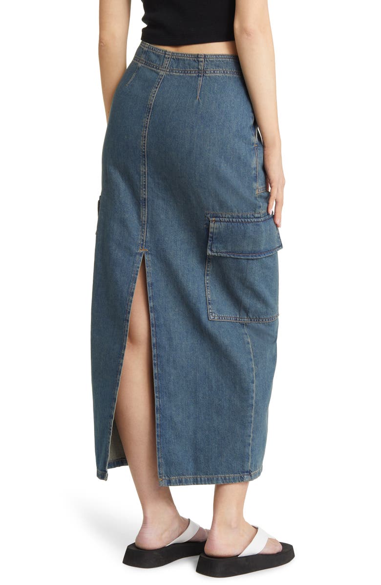 ASOS DESIGN Parachute Denim Cargo Midi Skirt, Alternate, color,