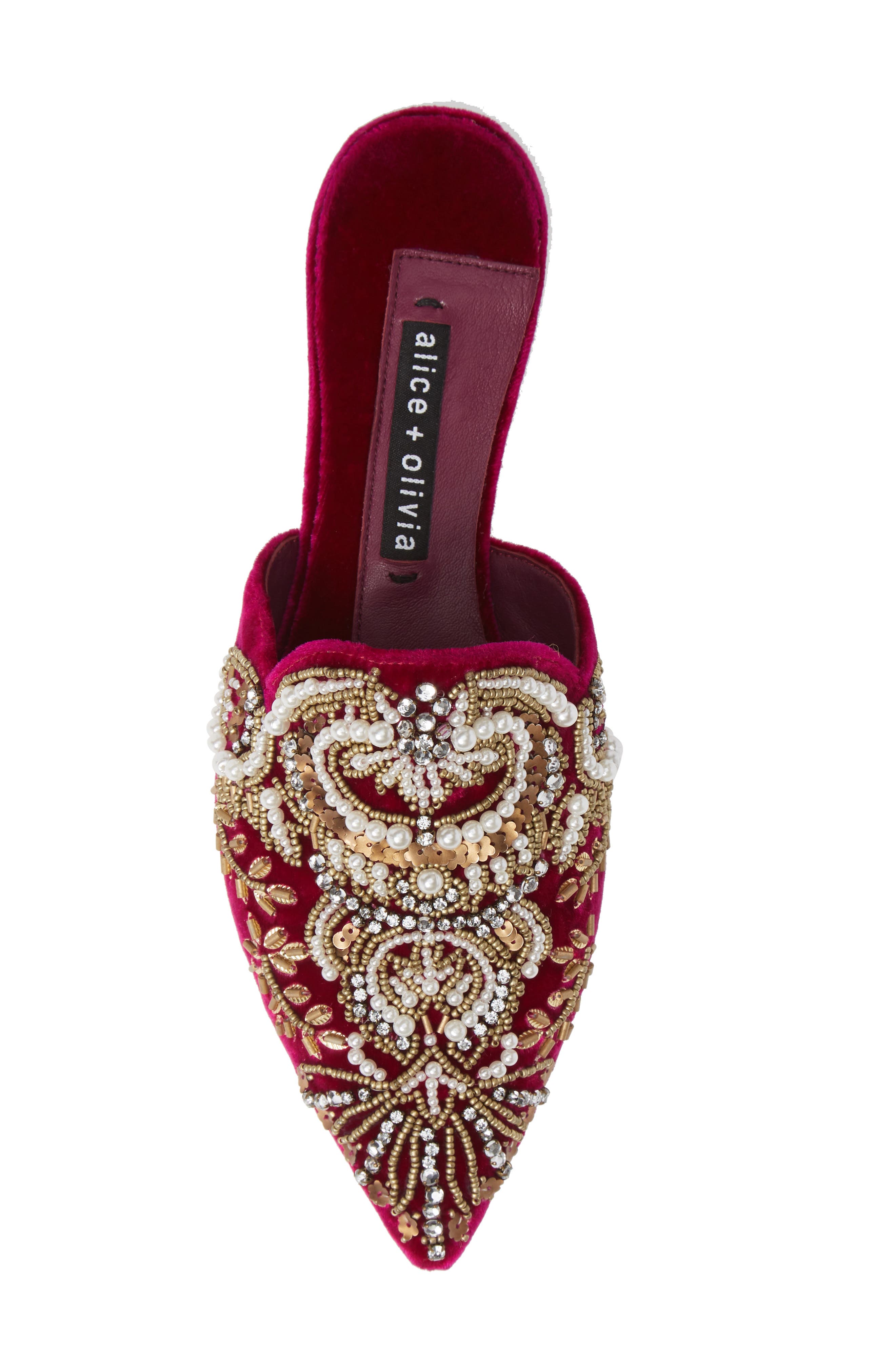 Alice + Olivia Urtin Embellished Loafer Mule, Alternate, color, 
