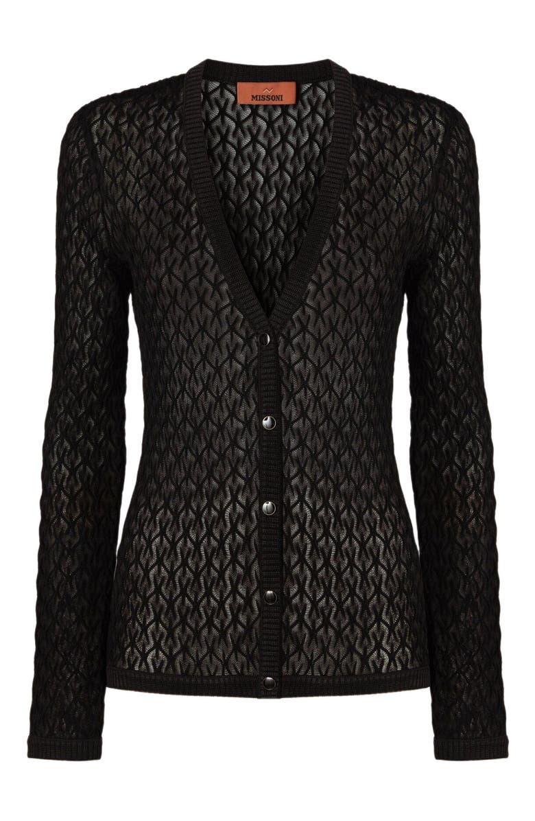 Missoni Slim V-neck Cardigan In Lace, Alternate, color, Black