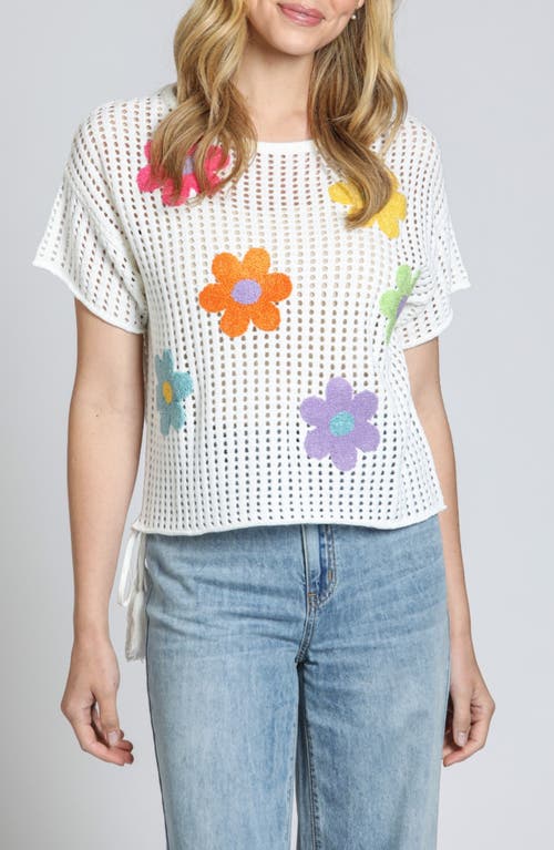 Apny Flora Tape Yarn Sweater In White Multi