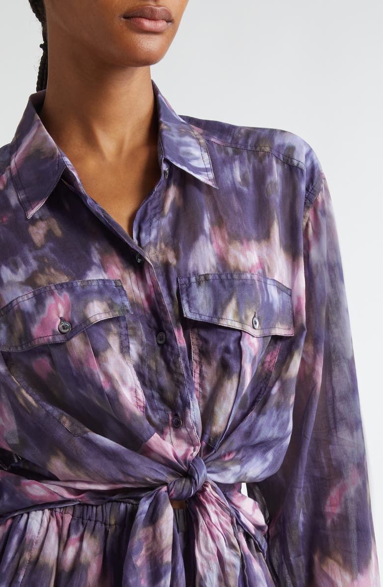 Isabel Marant Étoile Nath Tie Dye Cotton Button-Up Shirt, Alternate, color, Purple/ Lilac