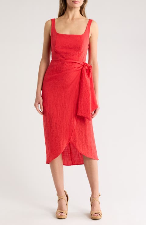 Wrap Skirt Sleeveless Midi Dress