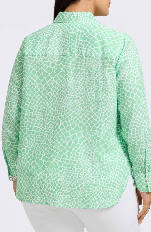 FOXCROFT FOXCROFT MEGHAN GIRAFFE PRINT LINEN BLEND BUTTON-UP SHIRT