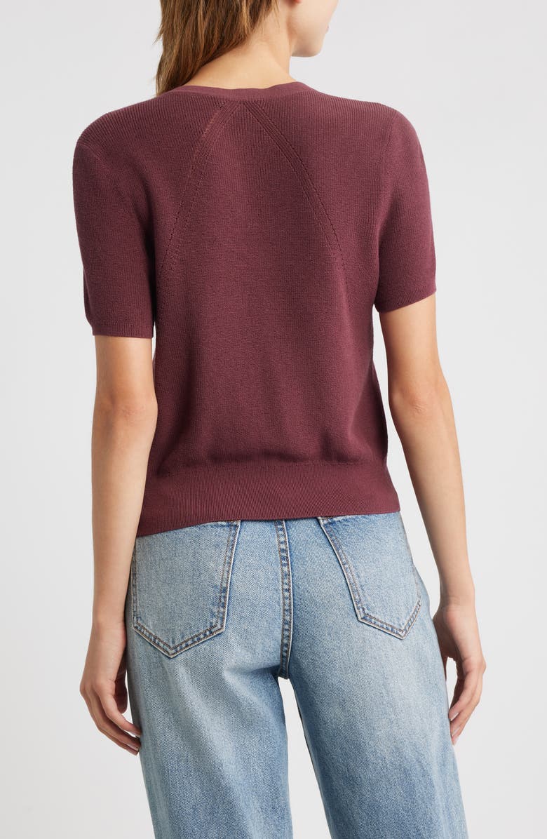 rag & bone Dina Short Sleeve Cardigan, Alternate, color, Prune