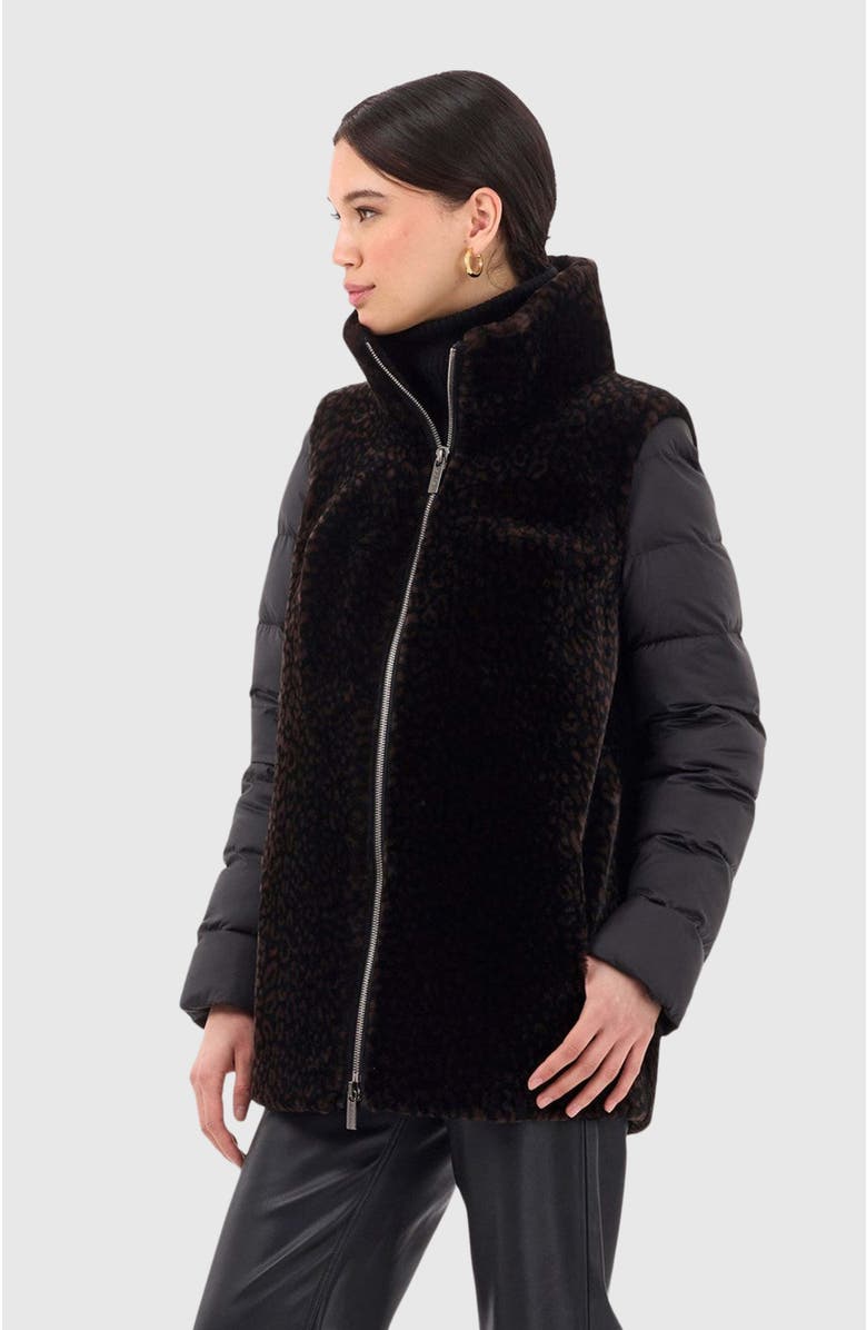 GORSKI Genuine Shearling Jacket, Detachable Sleeves, Alternate, color, Black/Brown Lprd