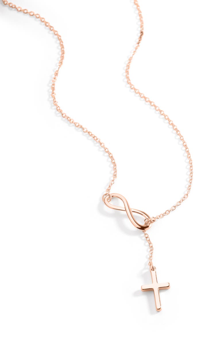 Infinity Cross Pendant Necklace, Main, color, 18k Rose Gold Plated