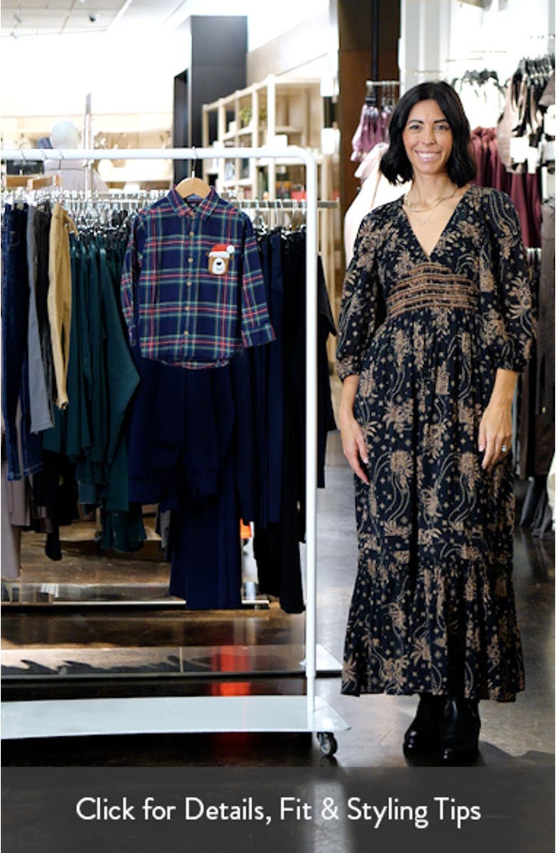 Kids' Plaid Santa Bear Appliqué Cotton Button-Up Shirt, sales video thumbnail