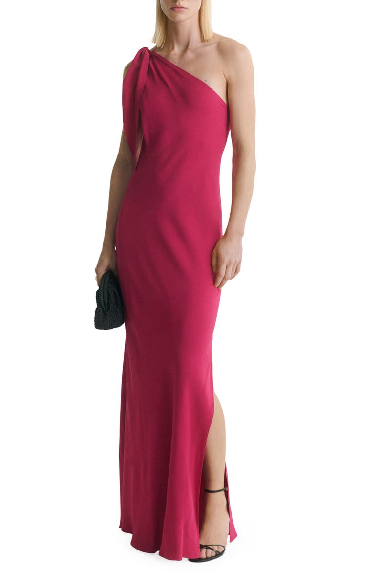 Asymmetric A-Line Dress, Main, color, STRAWBERRY