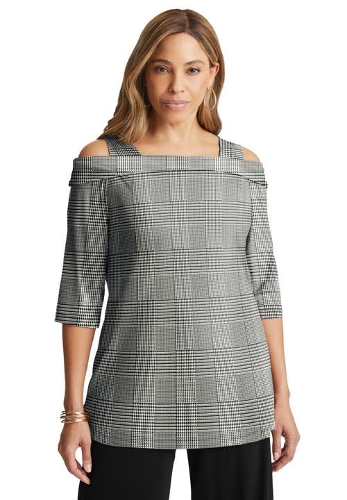 Jessica London Cold Shoulder Top In Gray