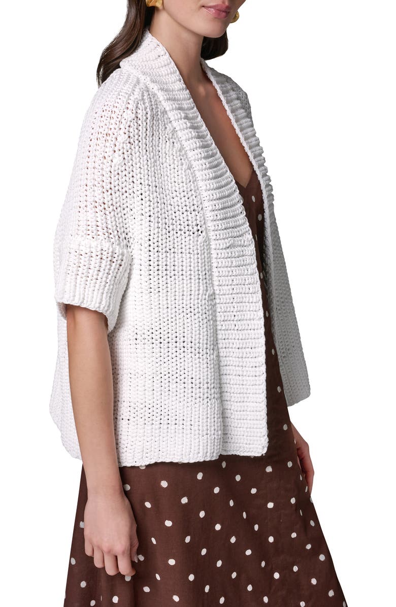 Donna Karan New York Drop Shoulder Open Front Cardigan, Alternate, color, Cream