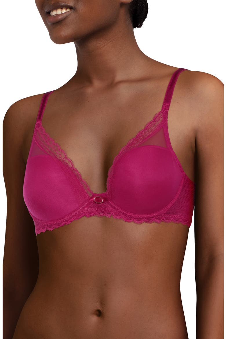 Parisian Allure Plunge Underwire Bra, Main, color, MAGENTA