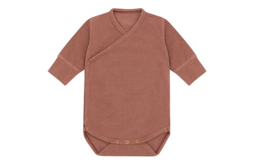 Vild House Of Little Ls Organic Cotton Kimono Bodysuits In Clay Pink-beetroot Plant Dye