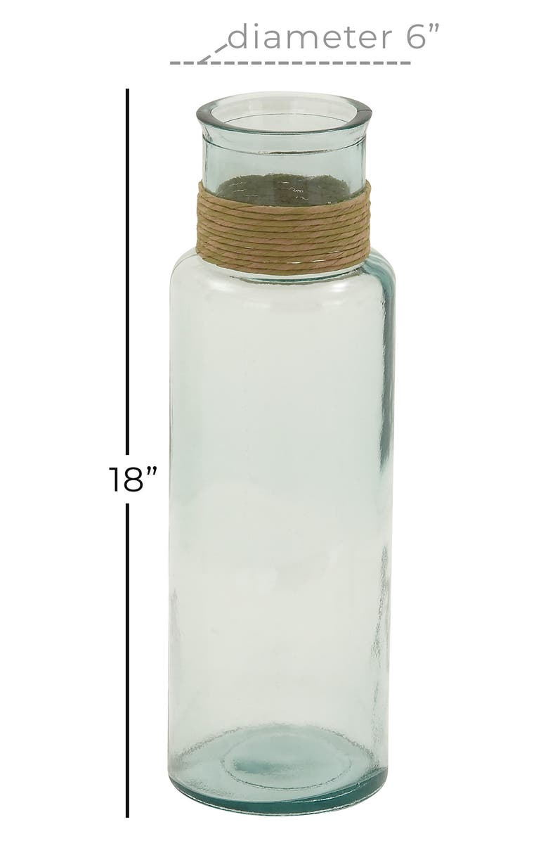GINGER BIRCH STUDIO Clear Recycled Glass Vase with Rattan Detail, Alternate, color, Clear
