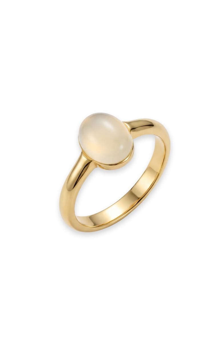 seree Halo White Chalcedony Cabochon Ring, Alternate, color, Gold