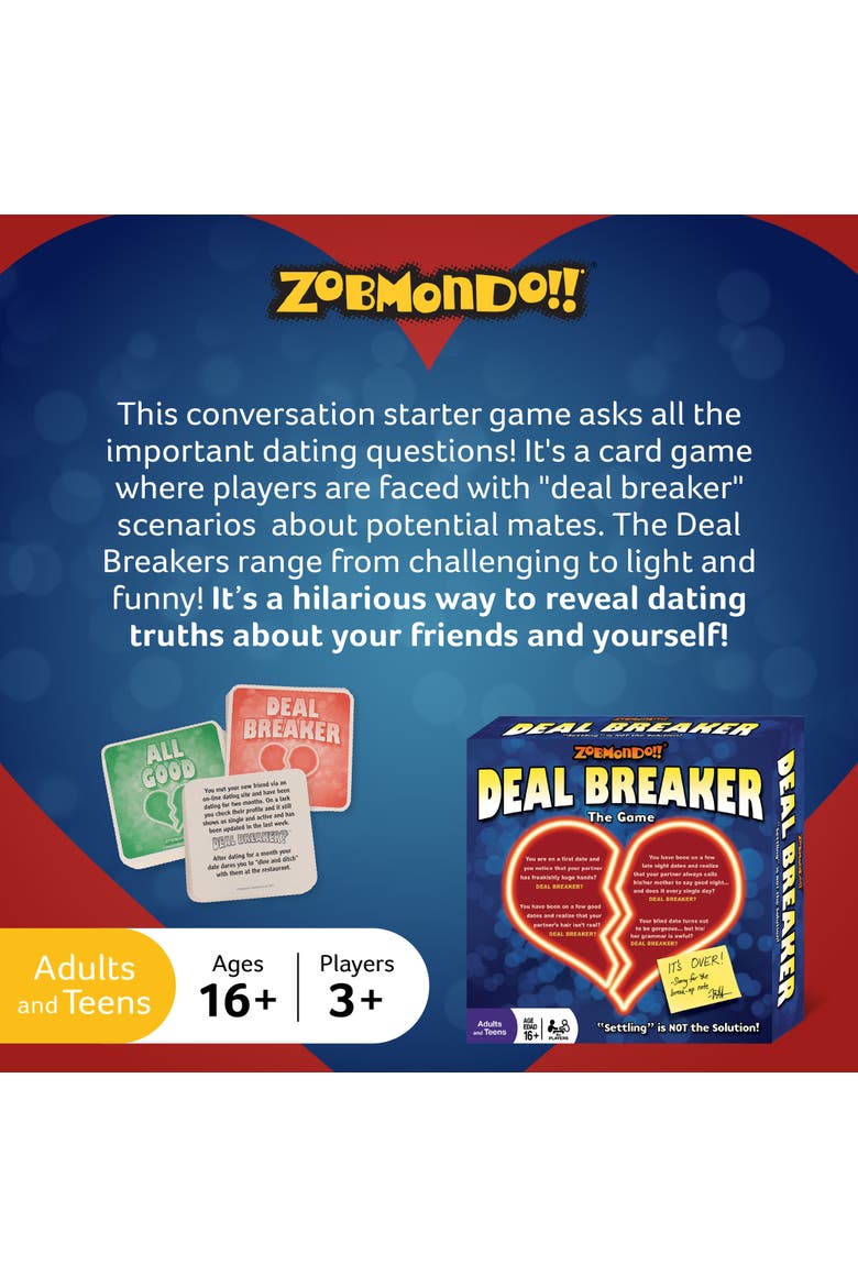 Deal Breaker Card Game by Zobmondo!! Adult party dating card game, Alternate, color, Multicolored