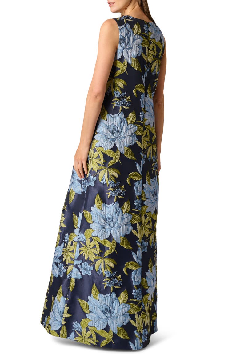 Floral Jacquard Trapeze Gown, Alternate, color, BLUE MULTI