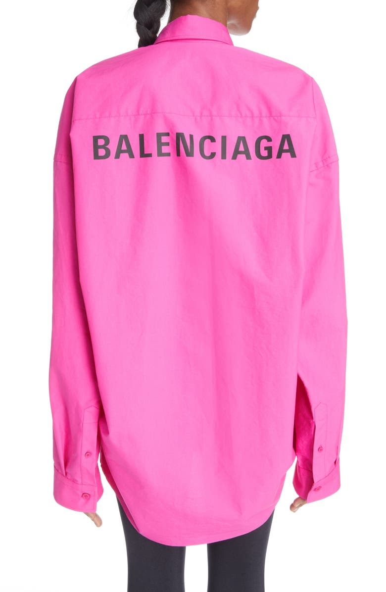 Balenciaga Oversize Cotton Poplin Button-Up Cocoon Shirt, Alternate, color, 