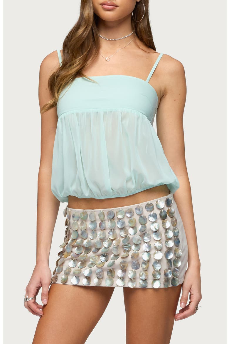 Helena Strapless Bubble Hem Top, Main, color, AQUA