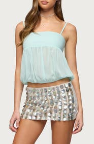EDIKTED Helena Strapless Bubble Hem Top