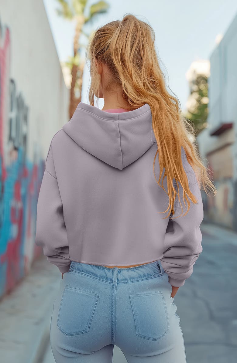 Dalix Smile Face Cropped Hoodie, Alternate, color, Storm Gray