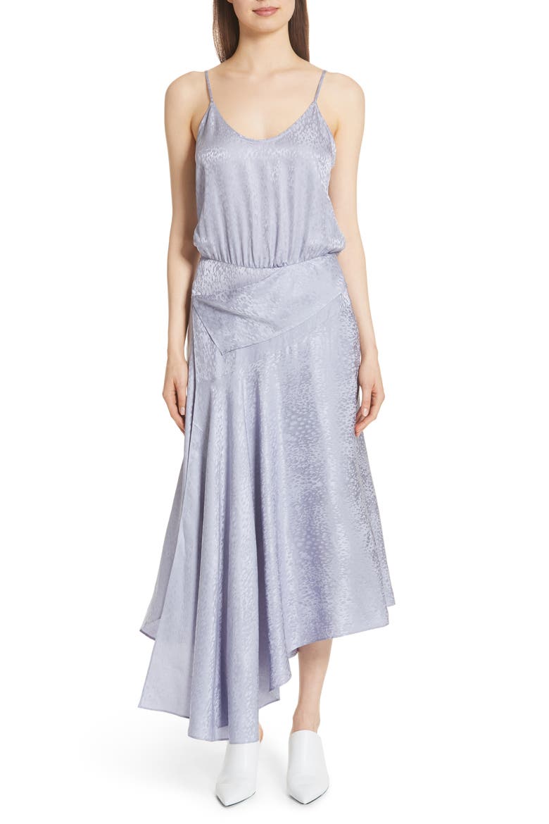 Willa Asymmetrical Silk Jacquard Dress, Main, color, LAVENDER