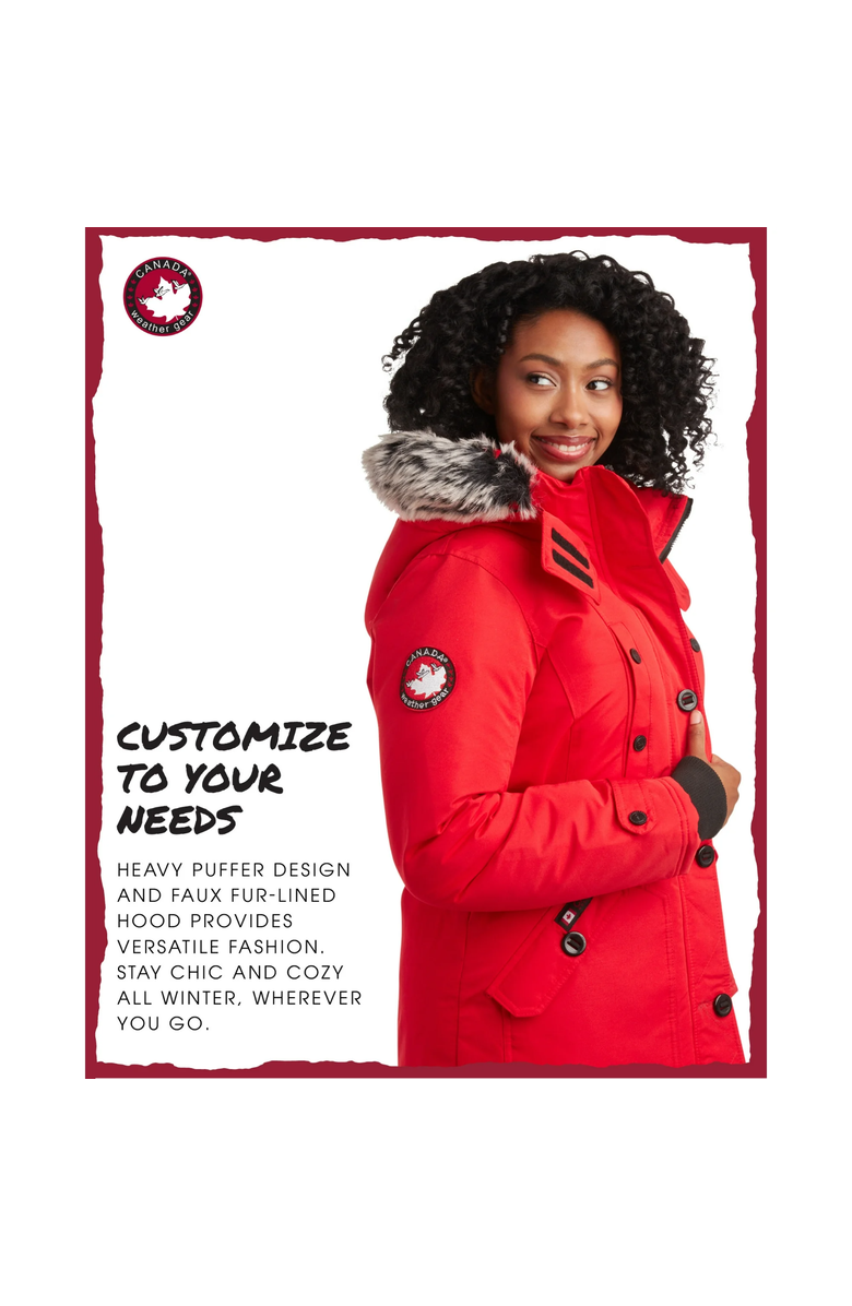 CANADA WEATHER GEAR Women's Long Winter Jacket, Alternate, color, Red