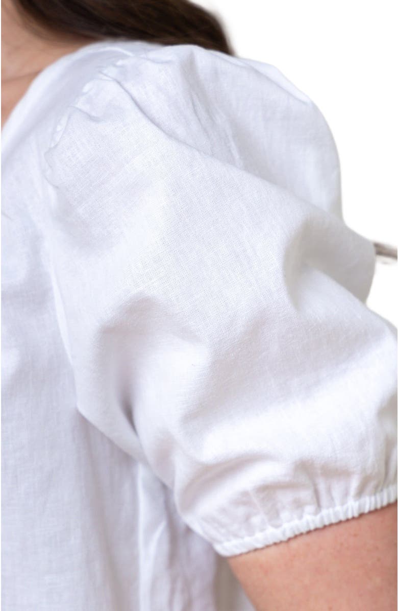 Hope & Henry Women's Bubble Sleeve Button Front Relaxed Linen Top, Alternate, color,