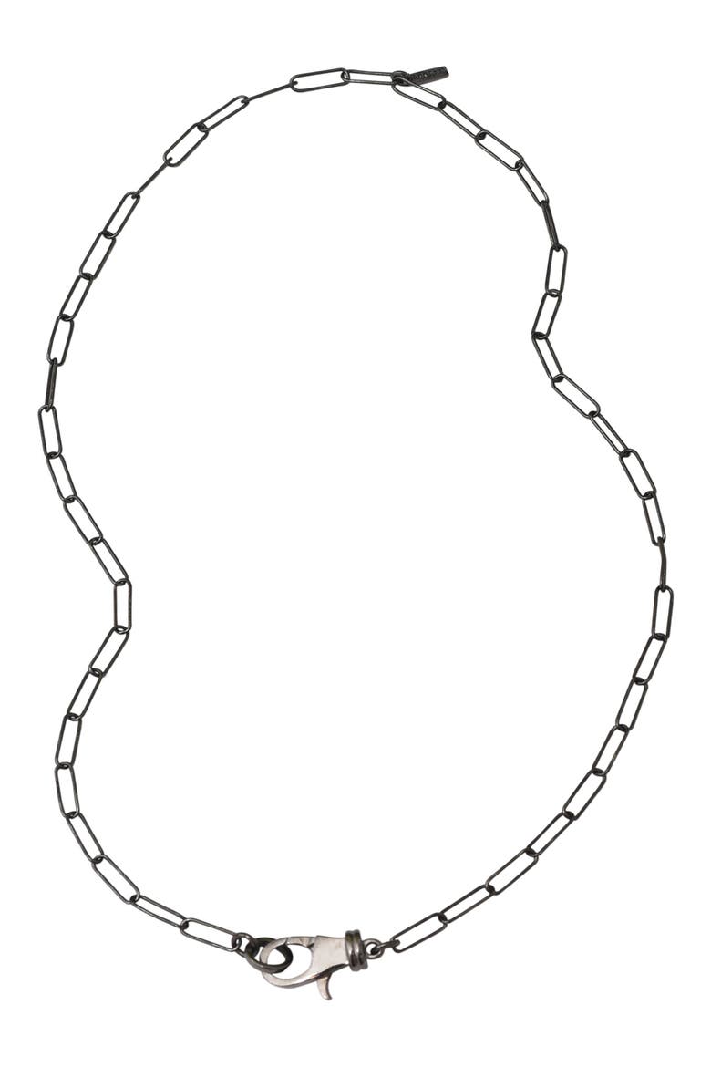 Paperclip Chain Lock Necklace, Main, color, SILVER