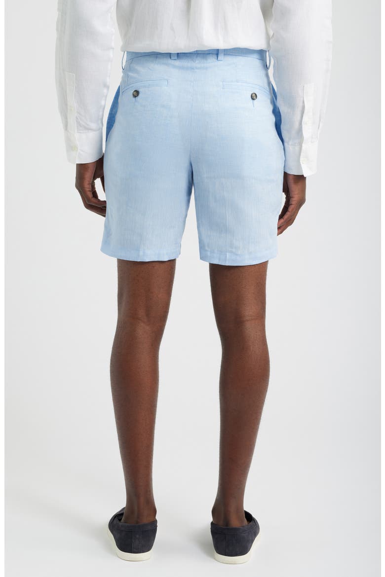 Light Blue Flat Front Linen Shorts, Alternate, color, LIGHT BLUE