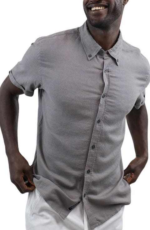 Noho Short Sleeve Linen Blend Button-Down Shirt