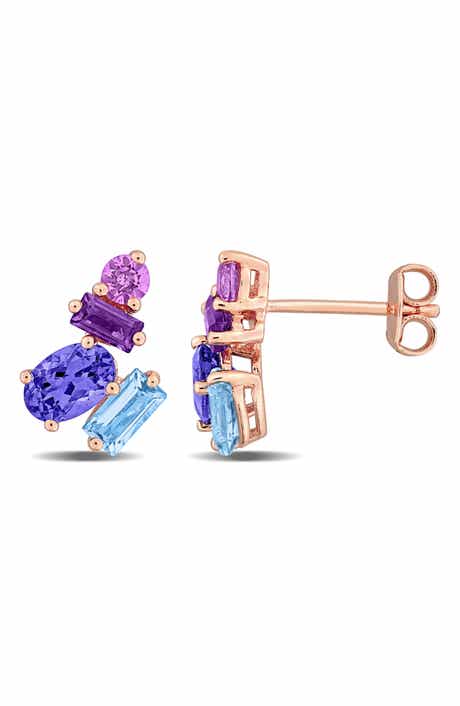 Multi-Shaped Gemstone Cluster Stud Earrings