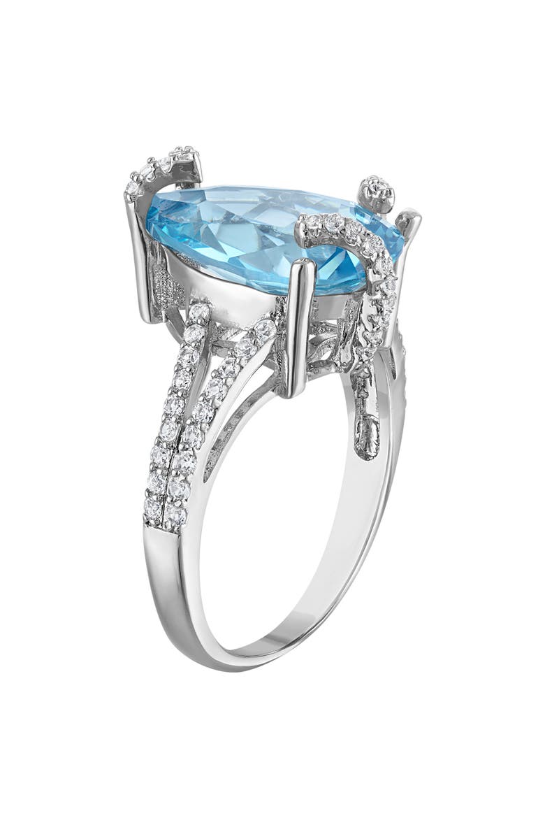 Pear Cut Synthetic Blue Topaz Ring, Alternate, color, BLUE