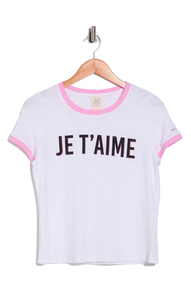 Cinq à Sept Je T'aime T-Shirt, Alternate, color, White/ Carnation
