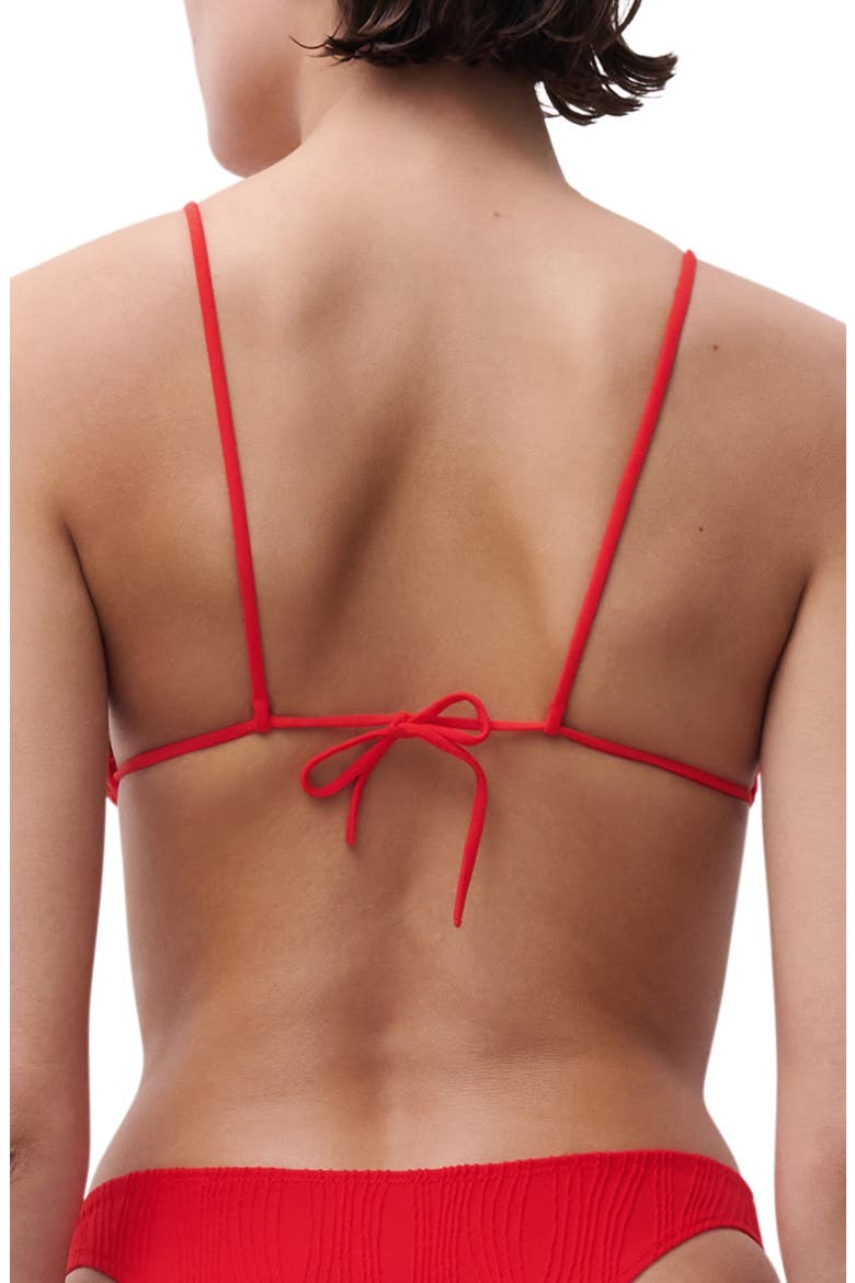 Jacquard Triangle Bikini Top, Alternate, color, CHERRY RED