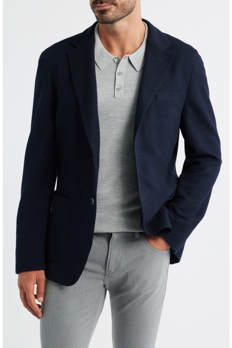Heston Slim Fit Navy Textured Wool & Cotton Sport Coat, Main, color, DARK BLUE