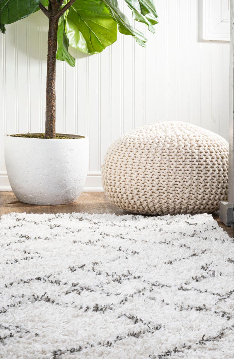 JONATHAN Y Alcudia Geometric Shag Area Rug, Alternate, color, Beige/Dark Gray