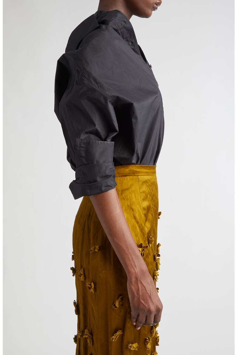 Silk Blend Cutaway Button-Up Shirt, Alternate, color, BLACK