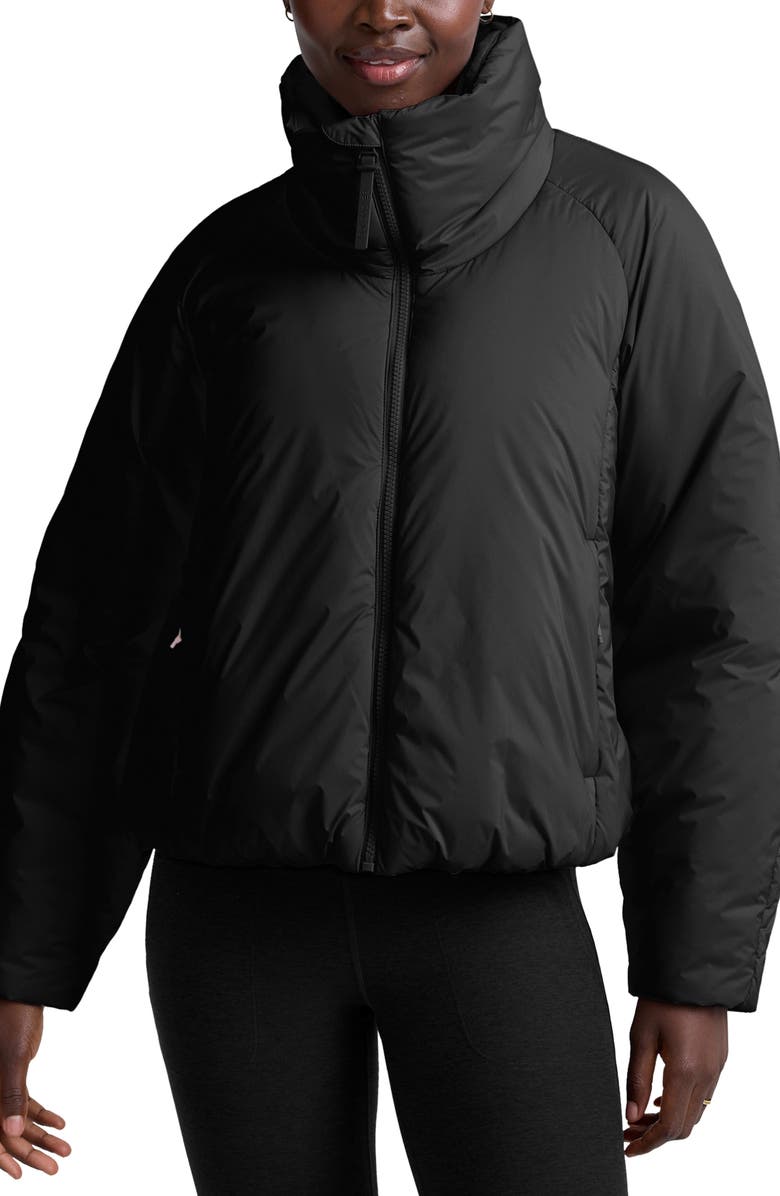 Beyond Yoga Warm Up Water Repellent Puffer Jacket, Main, color, Black