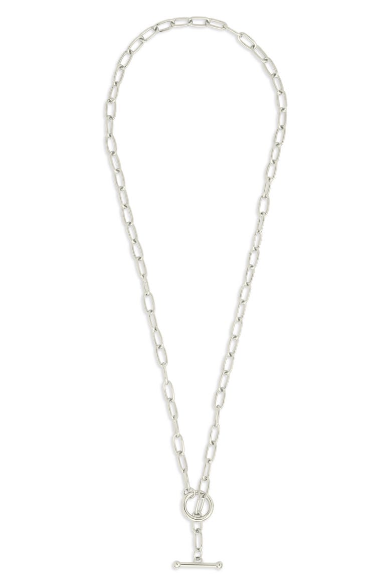 Ledger Paper Clip Chain Toggle Necklace, Main, color, SILVER