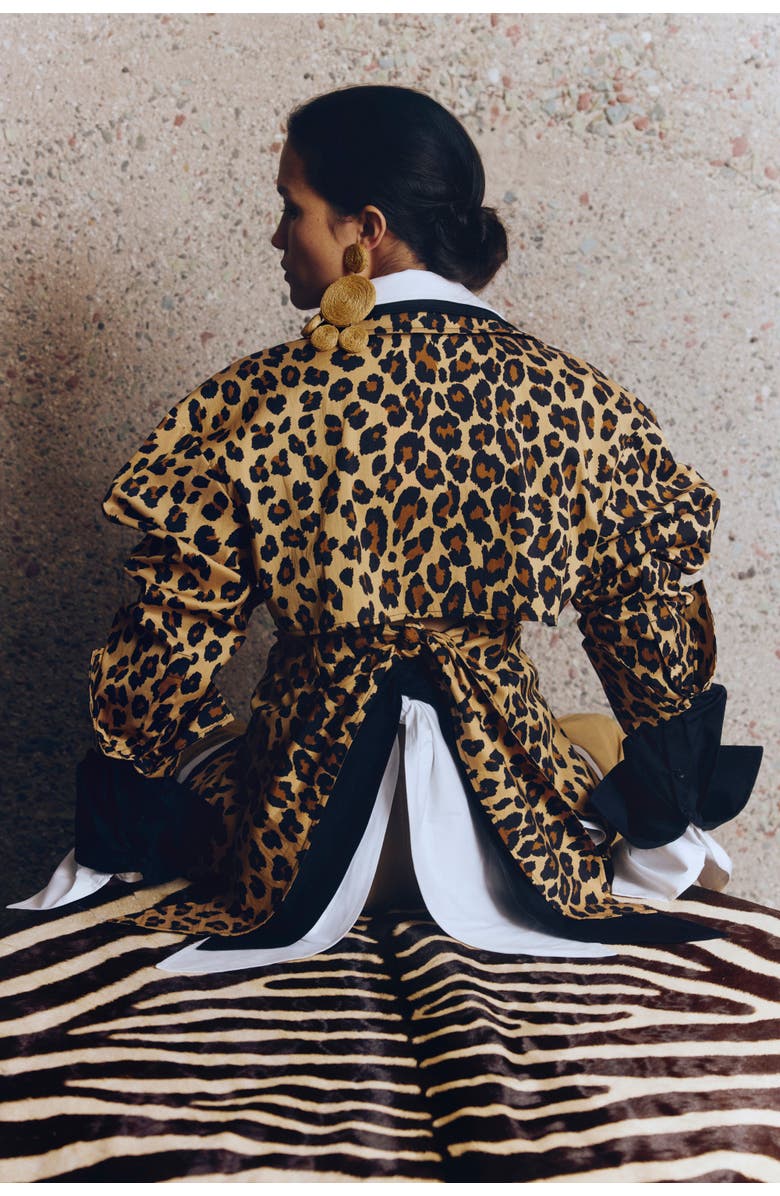 SIMONMILLER Loch Poplin Tie Back Button Up Shirt, Alternate, color, Cheetah