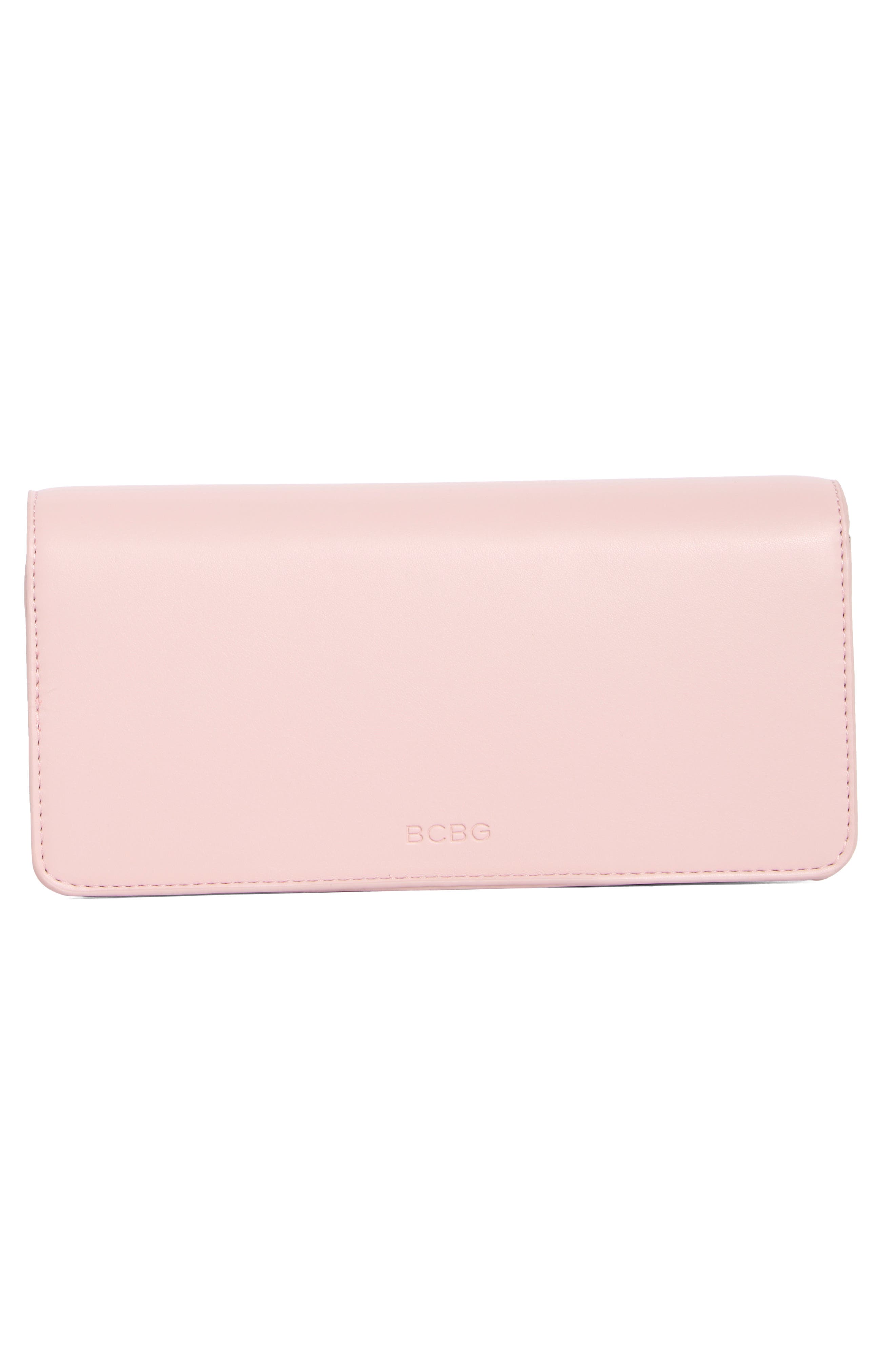 Bar Hardware Faux Leather Clutch, Alternate, color, PINK