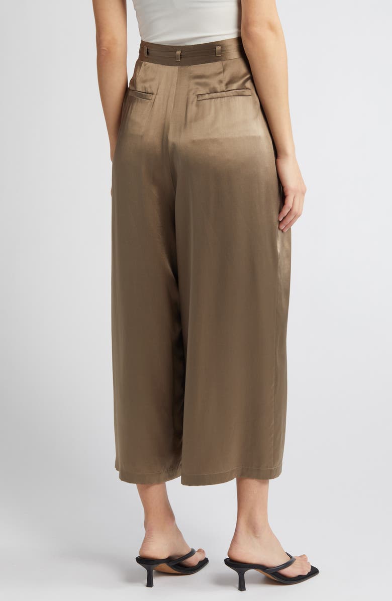 FRAME Pleated Silk Ankle wide Leg Pants, Alternate, color,