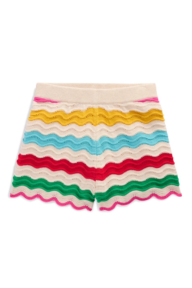Kids' Scallop Knit Shorts, Main, color, IVORY MULTI RAINBOW