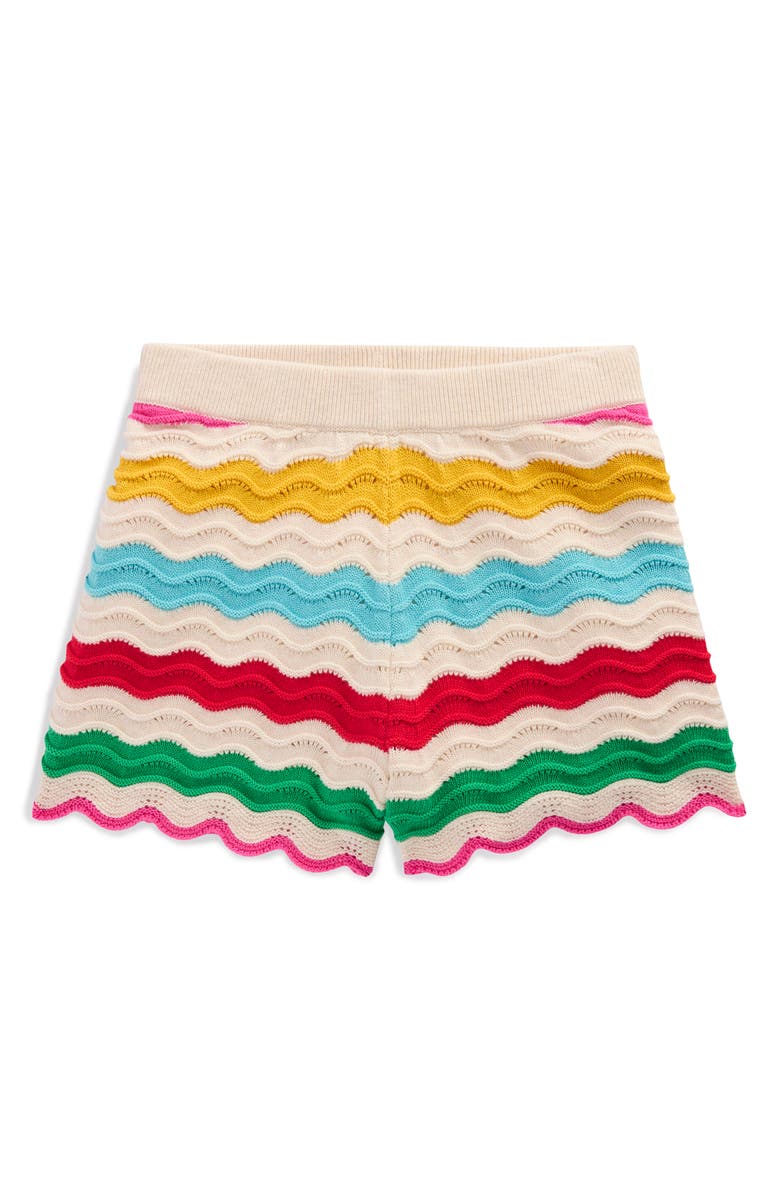 Mini Boden Kids' Scallop Knit Shorts, Main, color, Ivory Multi Rainbow