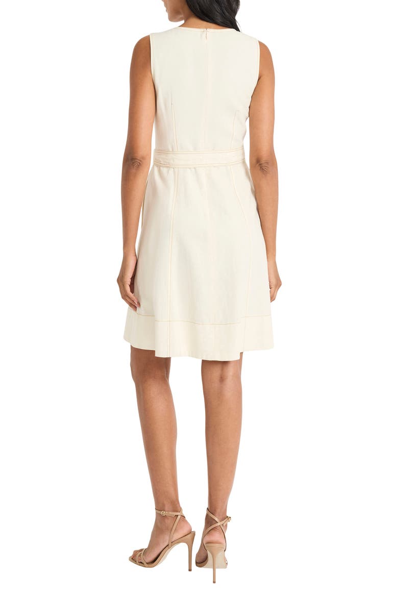 Belted Linen Blend Dress, Alternate, color, PRISTINE