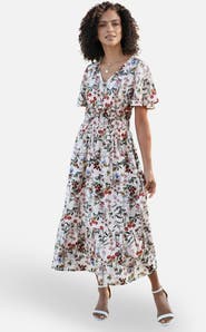Yumi Botanical Print Midi Dress
