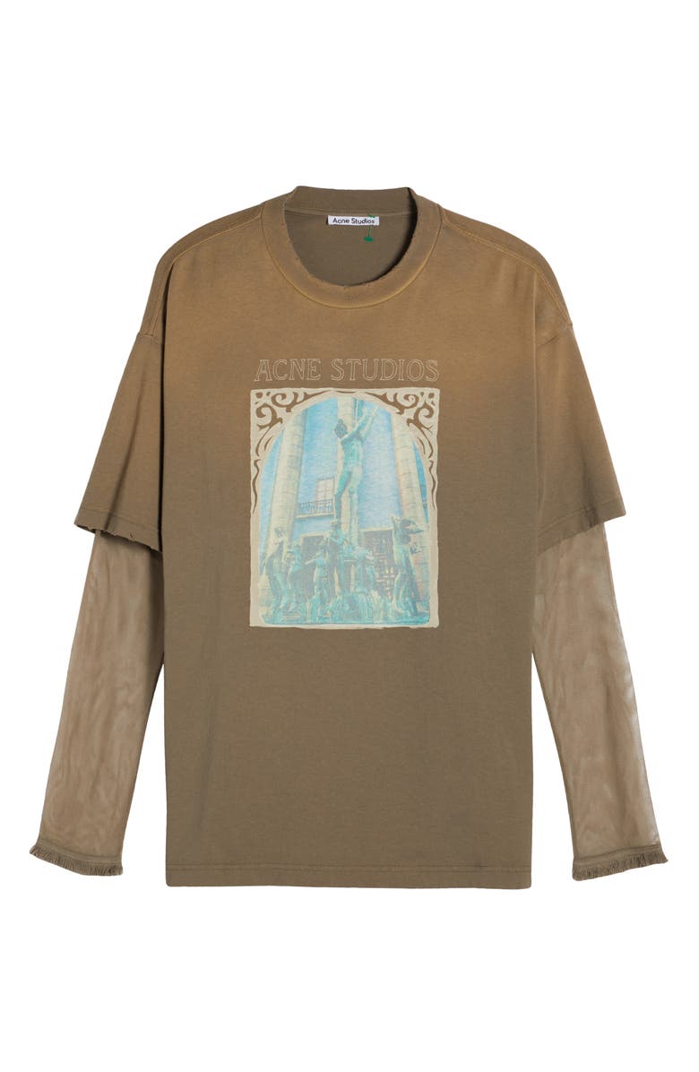 Acne Studios Edra Broken Layered Long Sleeve Graphic Tee, Alternate, color,