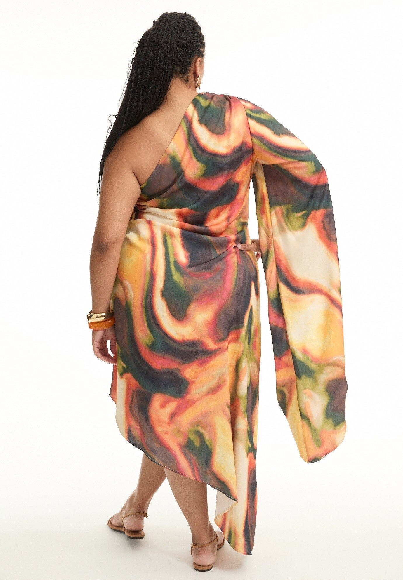 Asymmetrical One-Sleeve Cape Dress - image 2