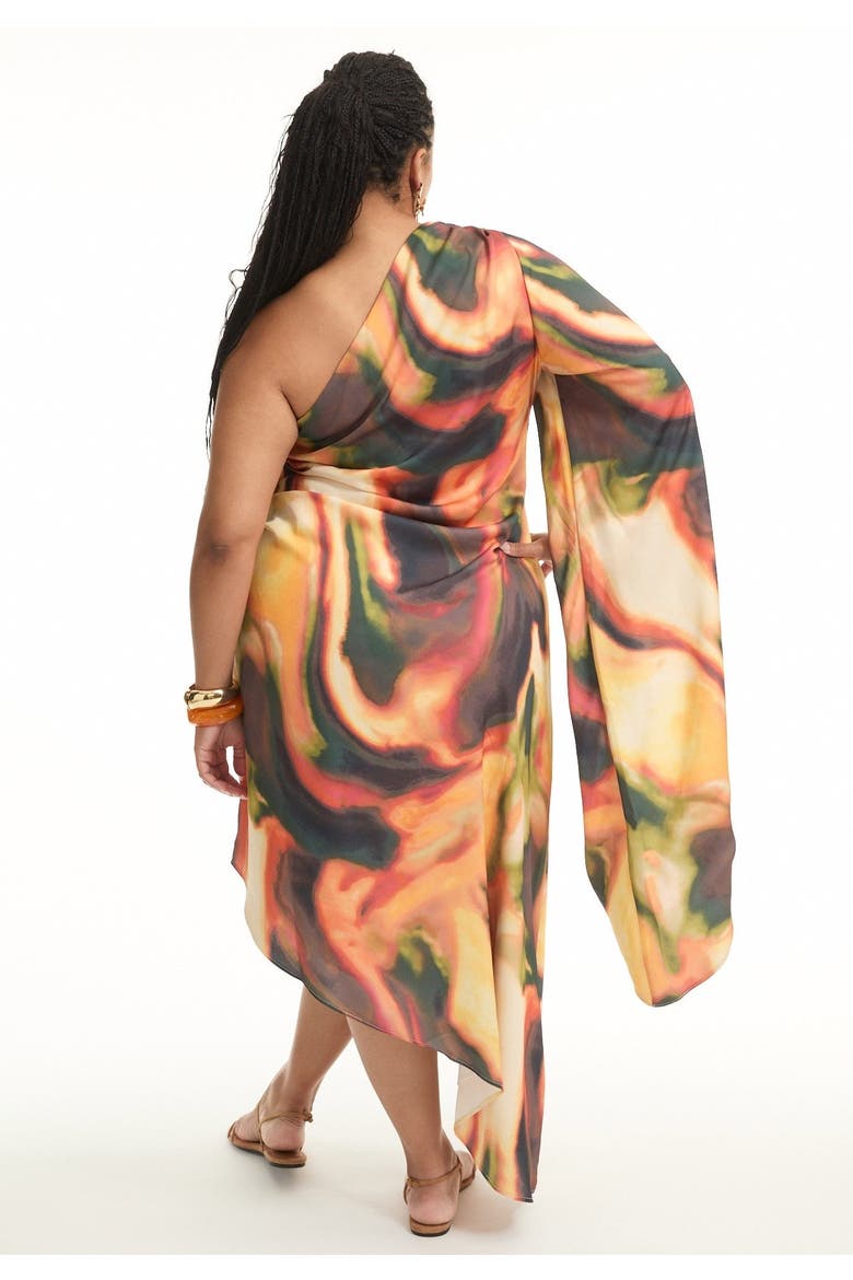Asymmetrical One-Sleeve Cape Dress, Alternate, color, GEO